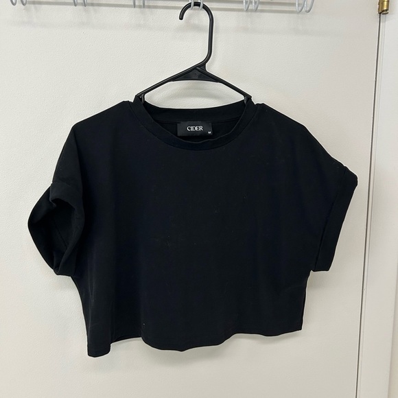 Cider Black Boxy Crop T-Shirt - Picture 1 of 3